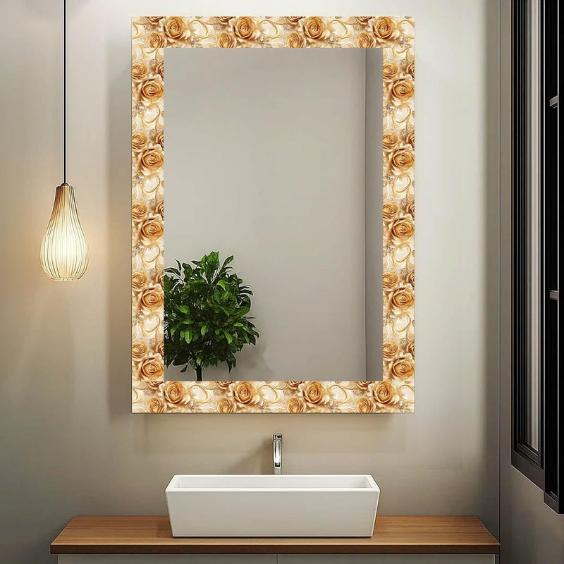 IVN Wallpaper Border Peel and Stick Wall Accent 4x196 Inch PVC Gold Rose Pattern Self Adhesive Decorative Wall Trim for Bedroom Living Room Hallway Elegant Luxurious Style - Image 4